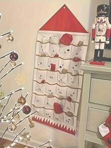 1个圣诞倒计时日历，附赠24个收纳袋，可悬挂于卧室，用作卧室装饰收纳袋，是家居整理收纳用品、卧室配件、家居装饰、圣诞装饰、冬季圣诞装饰、圣诞礼物等的理想之选。 - 彩色 - 查看 5