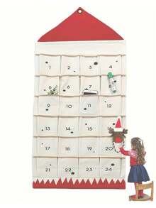 1个圣诞倒计时日历，附赠24个收纳袋，可悬挂于卧室，用作卧室装饰收纳袋，是家居整理收纳用品、卧室配件、家居装饰、圣诞装饰、冬季圣诞装饰、圣诞礼物等的理想之选。 - 彩色 - 查看 4