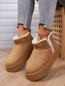 Botas de Neve de Inverno Femininas, Cano Curto, Forro Peludo, Quente, Confortável, Sola Grossa, Botas de Neve para Tornozelo