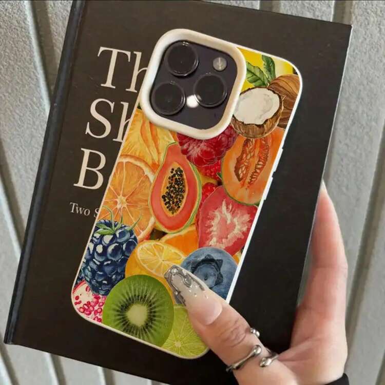 Carcasa para iPhone 16 pro max, con diseño de frutas de agua dulce y color, para hombres y mujeres, compatible con iPhone 15 pro Max / 14 / 16 plus / 15 / 13 Pro / 12 / 11, hecha de un simple tpu, resistente al impacto, antideslizante, retro, cómodo al tacto, elegante y protegido, con una estética muy alta. - Color mezclado 1-255 - Añade 12