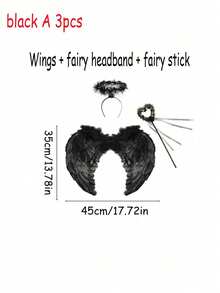 2PCS Halloween Angel Wings/Demonic Wings Set, Feather Props, Suitable For Party Decoration, Dance Events, Performances, Fashion Magazine Shoots, Model Parades And Various Holiday Role-Playing Props (Made Of Natural Feathers)