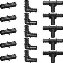 1_2" Poly PPSU Barb Crimp PEX Fitting, 30pcs PEX Fitting Combo, 10pcs Each Elbows Tees Straight Couplings, No Lead (30pcs, 1_2" Combo) - ColorB - 查看 1