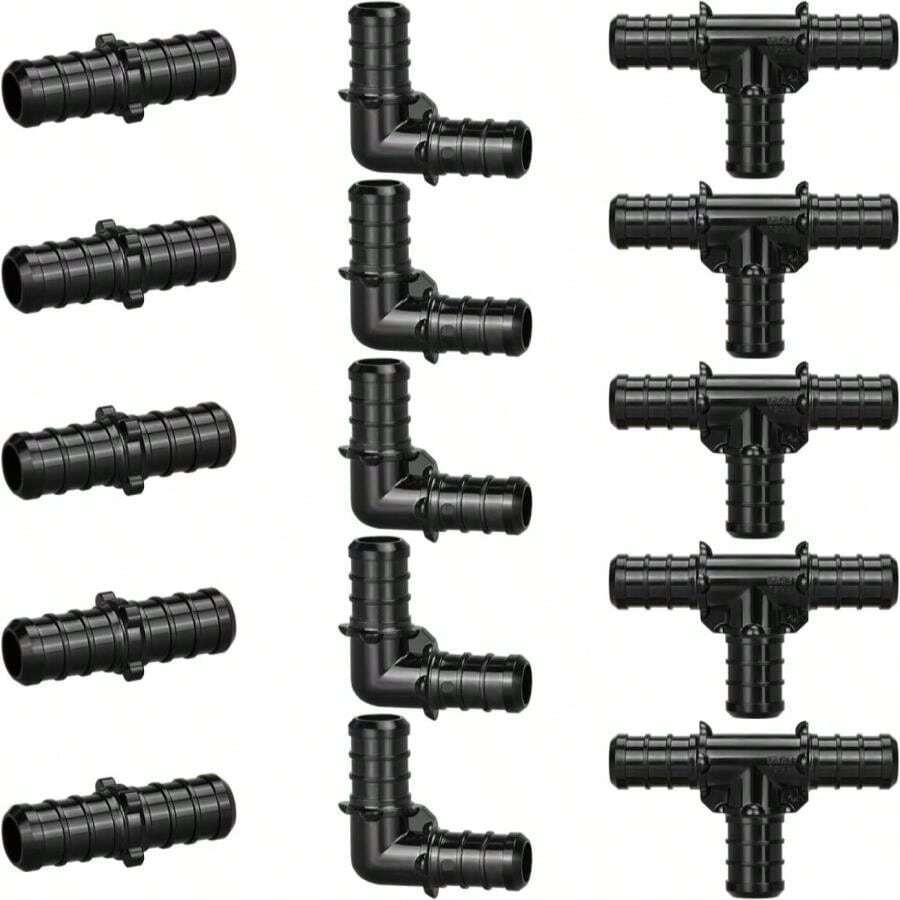 1_2" Poly PPSU Barb Crimp PEX Fitting, 30pcs PEX Fitting Combo, 10pcs Each Elbows Tees Straight Couplings, No Lead (30pcs, 1_2" Combo) - ColorB - 查看 1