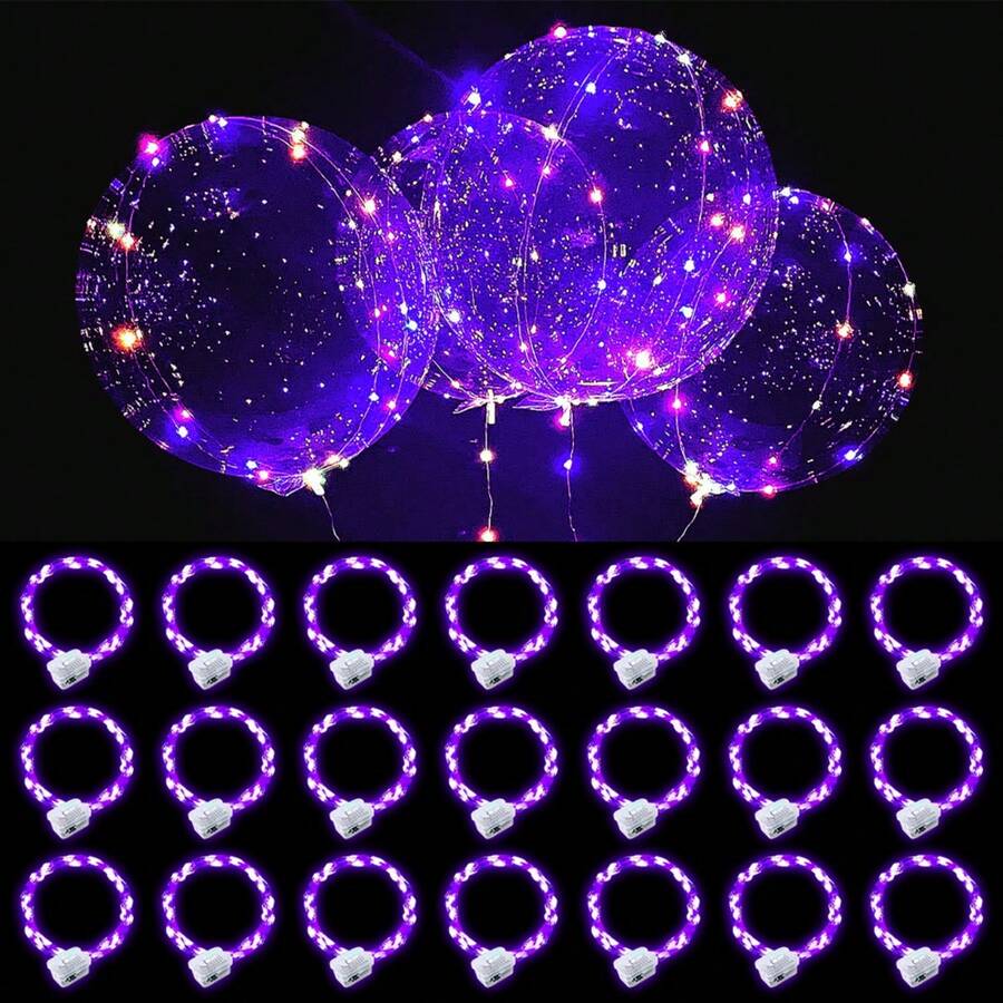 Fairy Lights Battery Operated, 7ft 20 Mini LED Fairy String Lights Silver Wire 3 Modes For DIY, Parties, Wedding, Bedroom, Halloween Christmas Decoration, Indoor String Lights(8/12/24Pack) - Purple - View 1