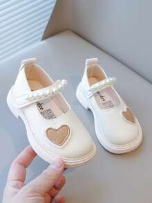 1双女童/幼儿/婴儿时尚爱心图案防滑软底平底鞋，适合春秋季穿着 - 米色 - 查看 6