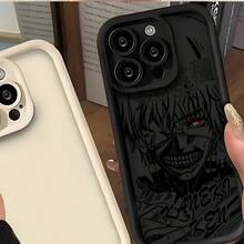 Fundas para iPhone 17,16, 15, 14, 13, 12, 11 Pro Max Mini XR XS X 7 8 Plus -  Anime Temática Antigolpes y Suave TPU con Diseño de Miedo Caliente - Negro - Ver 3