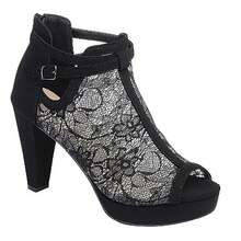 Women's Chunky Toe Heels: Comfortable Block-Heel Sandals With Cut-Out Design, Back Zipper, And Sexy Mesh – Ankle Boot-Inspired Style, Perfect For Dressy Occasions And Dates - Black - View 11