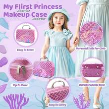 Girls Toys Pretend Makeup, Makeup Set Mermaid Handbag, Toddler Makeup Set Pretend Play Makeup Toys, Gift Toys For Girls Aged 3 4 5 6+,Not Real Makeup