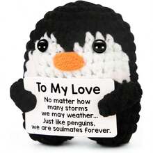 1pc Crocheted Penguin Gift - Handmade Plush Doll, Suitable For Women, Men, Friends, Coworkers, Teachers - Birthday, Graduation, Christmas Encouragement Gift. This Handcrafted Crocheted Penguin Will Make A Unique Thank You Gift For Teachers, Nurses. - Multicolor - View 1
