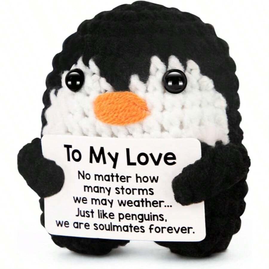 1pc Crocheted Penguin Gift - Handmade Plush Doll, Suitable For Women, Men, Friends, Coworkers, Teachers - Birthday, Graduation, Christmas Encouragement Gift. This Handcrafted Crocheted Penguin Will Make A Unique Thank You Gift For Teachers, Nurses. - Multicolor - View 1
