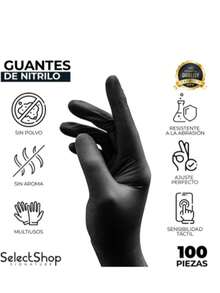 Guantes de nitrilo vinilo negro libre de látex 100 piezas: paquete de guantes desechables sin látex, resistentes a químicos y punzadas, uso sanitario e industrial. - Negro - Ver 6