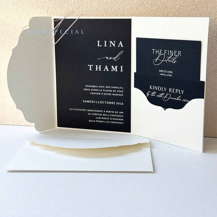 10/20/25pcs Set Tri-Fold Pocket Wedding Invitation Envelopes, Simple Invitation Envelopes For Engagement, Christening, DIY Invitations, 5*7 Inch Invitations, Pocket Invitations, Customized Invitations, New Design Covers. Christmas Cards - Multicolor - View 10