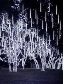 Outdoor Christmas Lights Meteor Shower Lights 8 Tubes 192/288LED Snow Falling Rain Drop Light -IP65 Waterproof, Dripping Icicle String Light For Christmas Tree Decorations Xmas Wedding Party, Blue,Multicolor,Warm White,White - Solar Led String Light - View 9