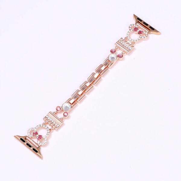 时尚优雅的心形水晶镶嵌金属表带