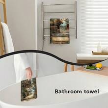 1 set/2 piezas/100 piezas Cabaña en el bosque con banco y patrón de alce Toallas de cocina y paños de cocina, adecuados para decoración de interiores en restaurantes, cocinas y baños, decoración de fiestas, regalos de festivales, como regalo - Multicolor - Ver 9