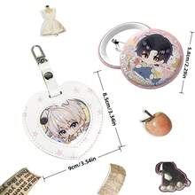 1 peça 58 mm circular distintivo/capa protetora de armazenamento de distintivo em forma de coração, suporte de distintivo ACGN, material PU, pingente de bolsa de dor