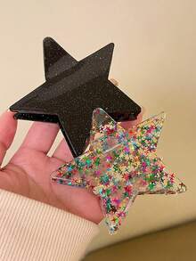 1个女士时尚五角星发爪夹，马尾辫发圈，发爪，优雅星形设计，新品上市 - 彩色 - 查看 2