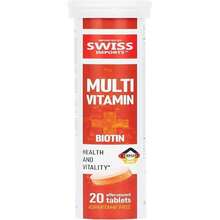 Swiss Imports Effervescent Multivitamins + Biotin For Wellness And Vitality Dietary Supplement With Vitamins C, E, B1, B2 B6, B12, A, And D3, 12-Pack, 240 Tablets - Tên hương vịA - Xem 1