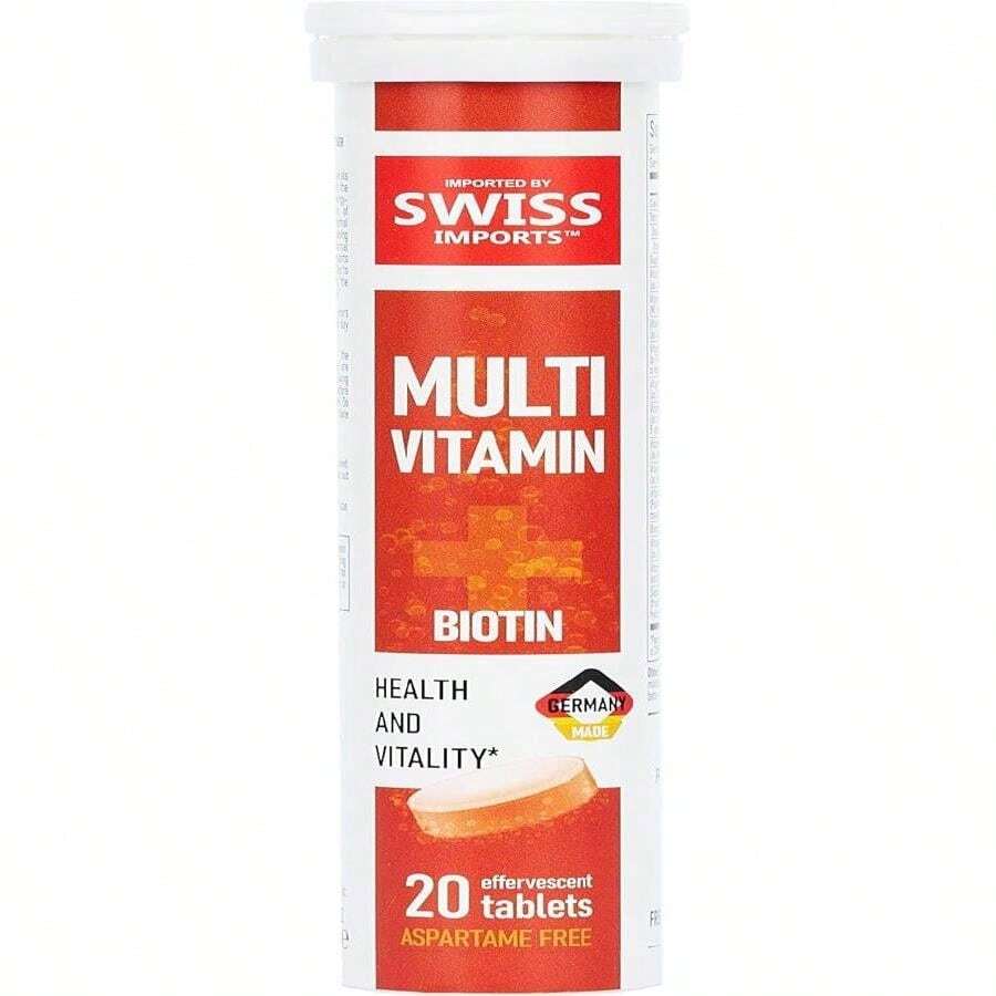 Swiss Imports Effervescent Multivitamins + Biotin For Wellness And Vitality Dietary Supplement With Vitamins C, E, B1, B2 B6, B12, A, And D3, 12-Pack, 240 Tablets - Tên hương vịA - Xem 1