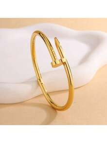 1 件精致不锈钢镀 18K 金扣钉子手链，高端质感，不褪色，镶嵌钻石，适合女性日常佩戴作为礼物 - 彩色 - 查看 3