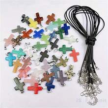 10/20/30/40/50pcs Multi-Color Shiny Cross Crystal Pendant | With Black Cord Chain, Easy To Mix And Match | Suitable For DIY Jewelry Making (Pendant + Chain) - Nhiều màu - Xem 7