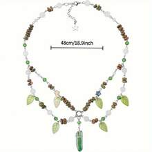 1 Piece Stylish Luxury Green Bead Fairy Neck Strap Leaf With Floral Pattern Elegant Renaissance Holiday Party Banquet Holiday Gift Necklace - 綠色 - 查看 5