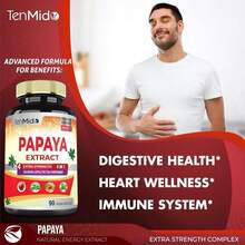 Temido Papaya Leaf Extract Supplements Capsules, 3 Months Supply With Kalmegh, Apple Pectin, Peppermint - Improved Digestion Function - 90 Vegan Capsules - White - View 7