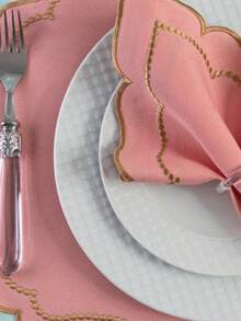 Placemat Kit, Embroidered Placemat, Round/Rectangular Table Placemat And Napkins - 玫瑰皇室 - 查看 3