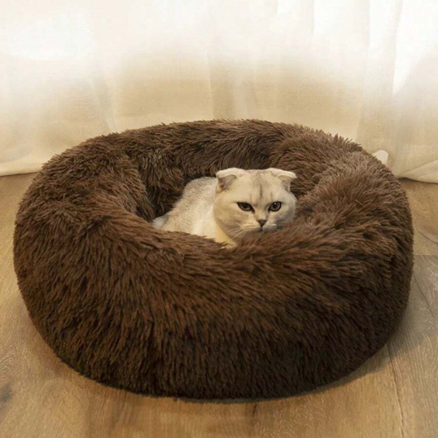 Luxury Plush Donut Pet Bed, Suitable For Small To Medium Dogs And Cats - Super Soft, Washable, Round Cozy Nest With Non-Slip Bottom, Perfect For Winter