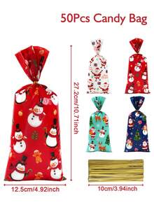 25/50/100 Stück Weihnachtsgeschenktüten mit goldenem Band, Weihnachtsmann Süßigkeitentüten, Schneemann Weihnachtsmann Geschenkverpackungstüten, Schneemann Weihnachtsgeschenkverpackung, Cellophan Süßigkeitentüten, Weihnachtsparty Geschenke, Weihnachtsparty Zubehör, Plätzchen Backverpackungstüten, Weihnachtsdekoration, Weihnachtsgeschenke, Dekoration, 2026 Neujahr