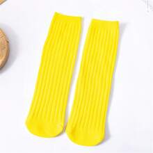 10 Pairs 2-12 Years Old Kids Rainbow Mid-Calf Socks, New Design Straight-Cut Solid Color Candy Socks For Boys And Girls