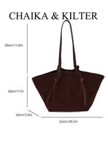 2 件 CHAIKA & KILTER 纯色绒面革单肩包女士复古休闲大容量手提包书包带双手柄和按扣，适合旅行、购物、约会、女士礼物，适合少女、大学生、初学者和办公室女士，非常适合办公室、学校、工作、商务、通勤、户外、旅行、徒步旅行 - 酒紅色 - 查看 3