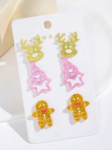 1-3 Pairs Cute Christmas Earrings Set, Christmas Scarf Snowman, Gingerbread, Christmas Tree Earrings Set, Fashionable Snowman, Gingerbread, Christmas Tree Earrings, Stylish Halloween Earrings Set Suitable For Holiday Parties, Gatherings With Friends, Street Style, Daily Wear, Suitable For Christmas, Halloween (Excluding Card Paper)