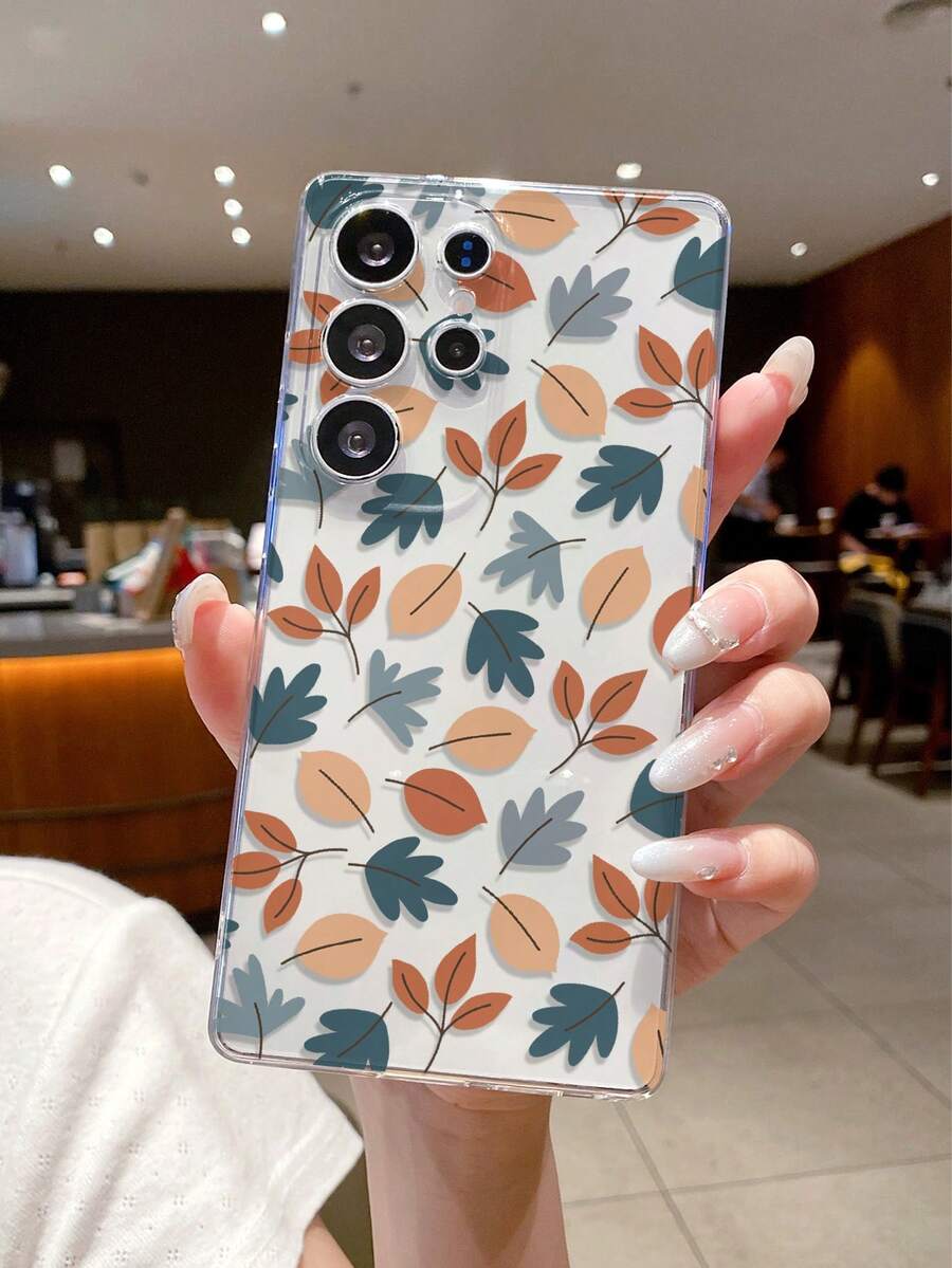 Autumn 1pc Assorted Dried Leaves Transparent Shockproof TPU Phone Case, Suitable As Holiday Gift For Partner And Friends, Compatible With IPhone Xs/Xsmax/Xr/11 12 13 14 15 16pro/Promax/14 15 16plus, Nothing, Pixel, INFINIX, Redmi Series