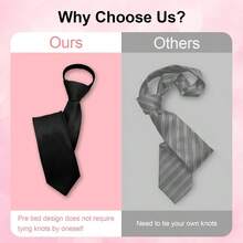 Black Ties For Women PreTied Necktie For Women Girls Adjustable Female Zipper Ties For Office School Party - màu đen - Xem 5