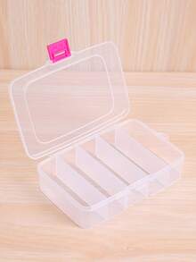 1pc/2pcs 5-Compartment Organizing Box For Makeup Or Hair Accessories, Portable Partitioned Container With Buckle - Clear - View 13