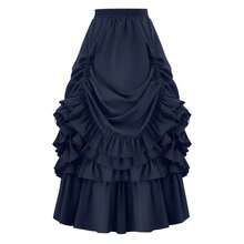 COS Vintage Victorian Flared Skirt For Women, Performance Costume, COS Costume, Gothic Style Half Skirt, Performance Outfit - Burgundy - View 3