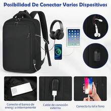 Lubardy Mochilas para Hombre y Mujer Mochila para Laptop 15,6 Pulgadas Mochila Viaje Mochilas Resistente al Agua Negra para Juveniles Universitaria - Negro - Ver 12
