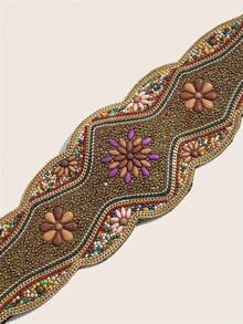 1 Piece Fashion Temperament Bohemian Hand Beaded Belt Elegant Elastic Wide Belt Classic Dress Coats Belt Ladies Party Banquet Holiday Gift - 藍色 - 查看 8