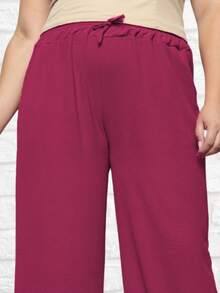Duna Women's Plus Size Wide Leg Pants Kit 3 - Vinho Verde and Pink - View 3