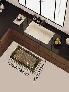 1片硅胶厨房地垫，仿大理石纹理，带金色纹路，外观奢华优雅