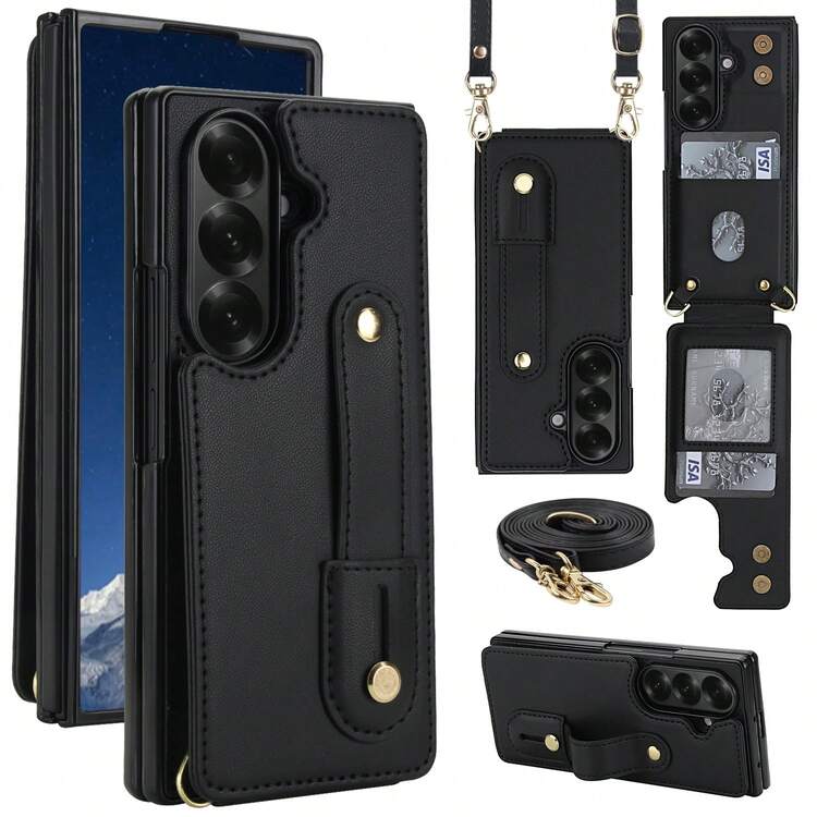 OUKNOEO Fashion Crossbody Bag & Faux Leather Phone Case, Compatible With IPhone 17 Air, 16e, 15, 14, 13, 12, 11 Pro, XS Max, 7, 8 Plus, XR, SE, And Galaxy S25 Edge, S24, S23, S22 Ultra Plus, A13, A14, A15, A16, A35, A36, A53, A54, A55, A56, Z Fold 7 FE, 6, 5, 4 - Black - View 59