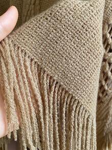 1pc Women's Knitted Abacus Warm Scarf Shawl, Suitable For Daily Use In Autumn/Winter For Dress - Khaki - View 2