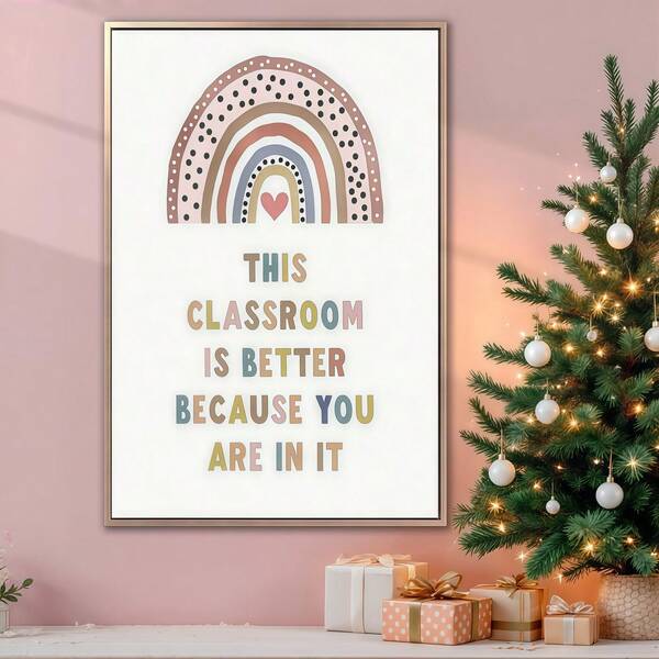 1 pieza/3 piezas Pinturas colgantes cálidas con un tema de decoración de aula, de estilo moderno y minimalista, transmitiendo una atmósfera cálida y alentadora, mejorando el sentido de pertenencia de los estudiantes y la cohesión de la clase, decoración de aula para el comienzo del año escolar y la temporada de regreso a clases, sin marco