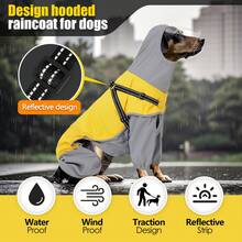狗狗雨衣 - 防水雨衣，带胸背带和可拆卸帽子，反光双层狗狗雨披，适合小型、中型和大型犬。 - 彩色 - 查看 6