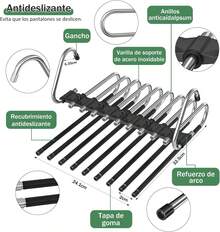 4 PCS Perchas Ganchos para Pantalones Ropa de 36 Niveles Acero Inoxidable Multifuncional, organizadores Ropa Plegables Antideslizantes, Bufandas, Pantalones, Corbata, Colgador, ahorra espacio (4) - 4 - Ver 5