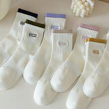 Șosete de damă, culoare uni, până la jumătatea gambei, șosete crew cu imprimeu anti-miros, fără cusături, toamnă/iarnă