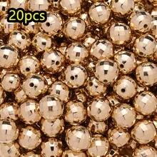 4Amazonia 20/30/50/100 hạt bóng disco cổ điển dễ thương phản chiếu màu bạc hạt tròn cho vòng tay tự làm vòng cổ bông tai làm - Vàng - Xem 18