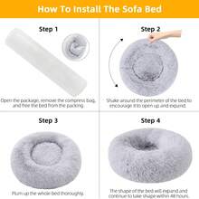 1 chiếc đệm nằm tròn dài mềm mại bằng vải nhung, thích hợp cho mèo hoặc chó nhỏ, cỡ vừa và nhỏ, ấm áp và thoáng khí cho mọi mùa, phù hợp cho chó và mèo, dễ vệ sinh, đồ dùng cho thú cưng. - Xám - Xem 4