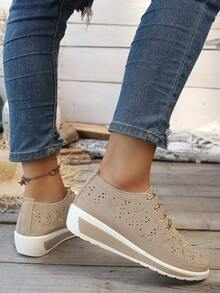 Comfortable Core Hollow Casual Wedge Shoes, Loose European And American Style, Fashionable And Breathable Women Shoes